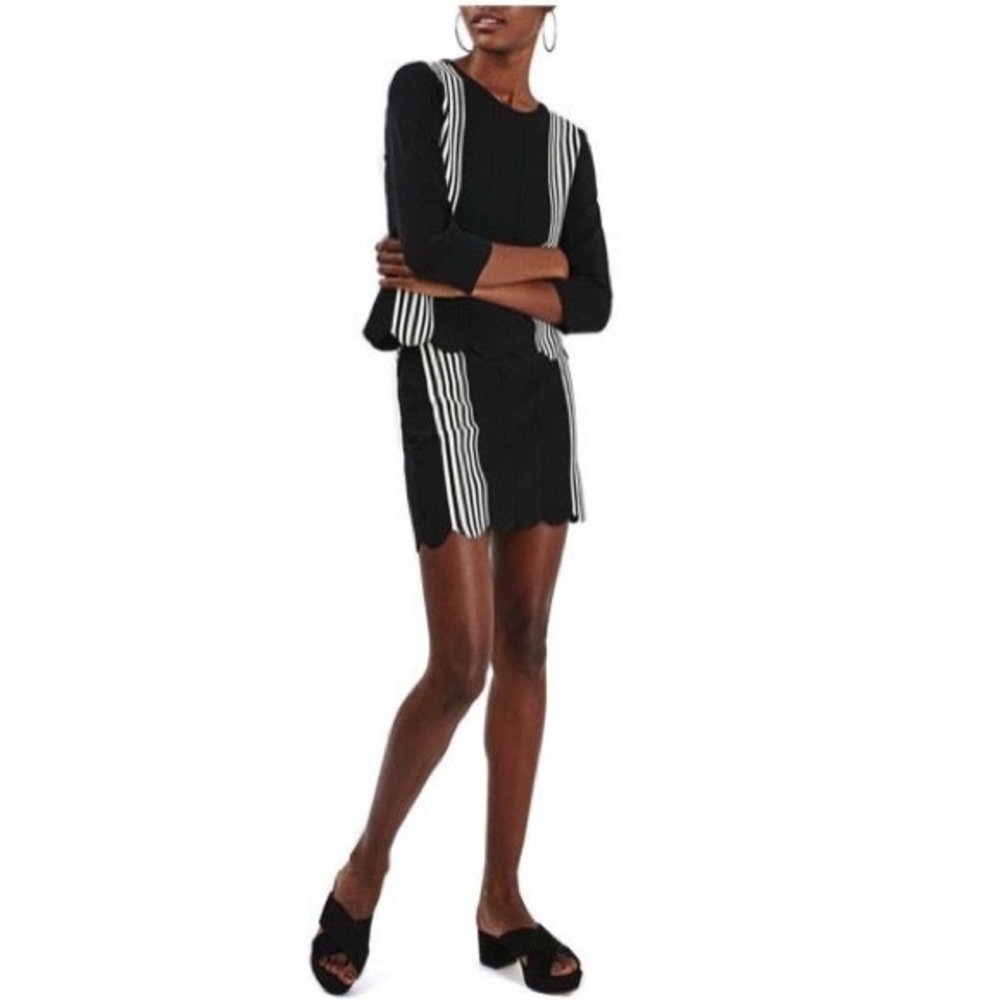 Topshop Coord Set Scallop Edge Stripe US4 (Top) / US6 (Skirt) - Preowned